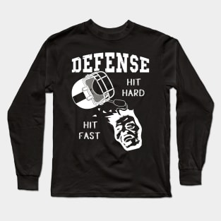 Football Player Defense Hit Hard Football Fan Long Sleeve T-Shirt